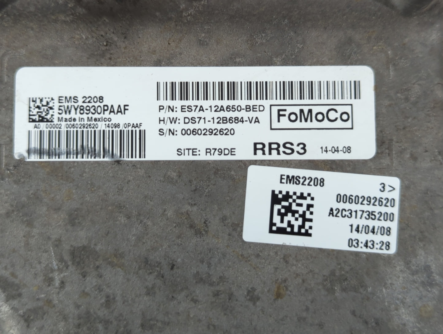 2014-2016 Ford Fusion PCM Engine Control Computer ECU ECM PCU OEM P/N:ES7A-12A650-BED Fits Fits 2014 2015 2016 OEM Used Auto