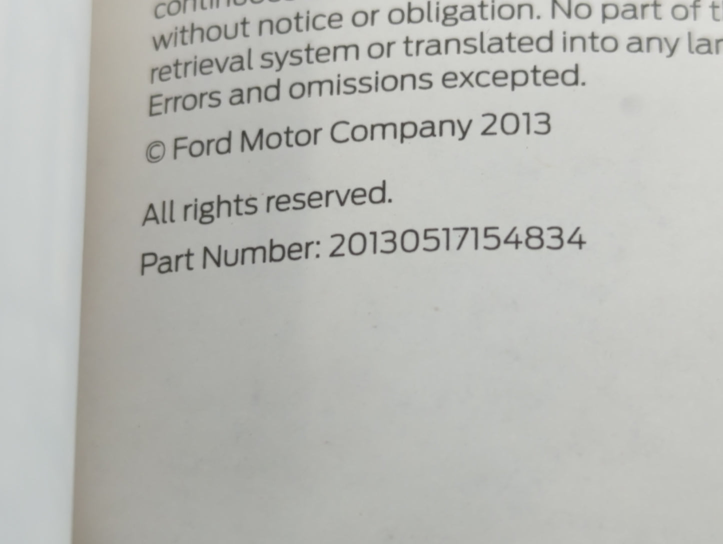 2014 Ford Fusion Owners Manual Book Guide P/N:20130517154834 OEM Used Auto Parts - Oemusedautoparts1.com