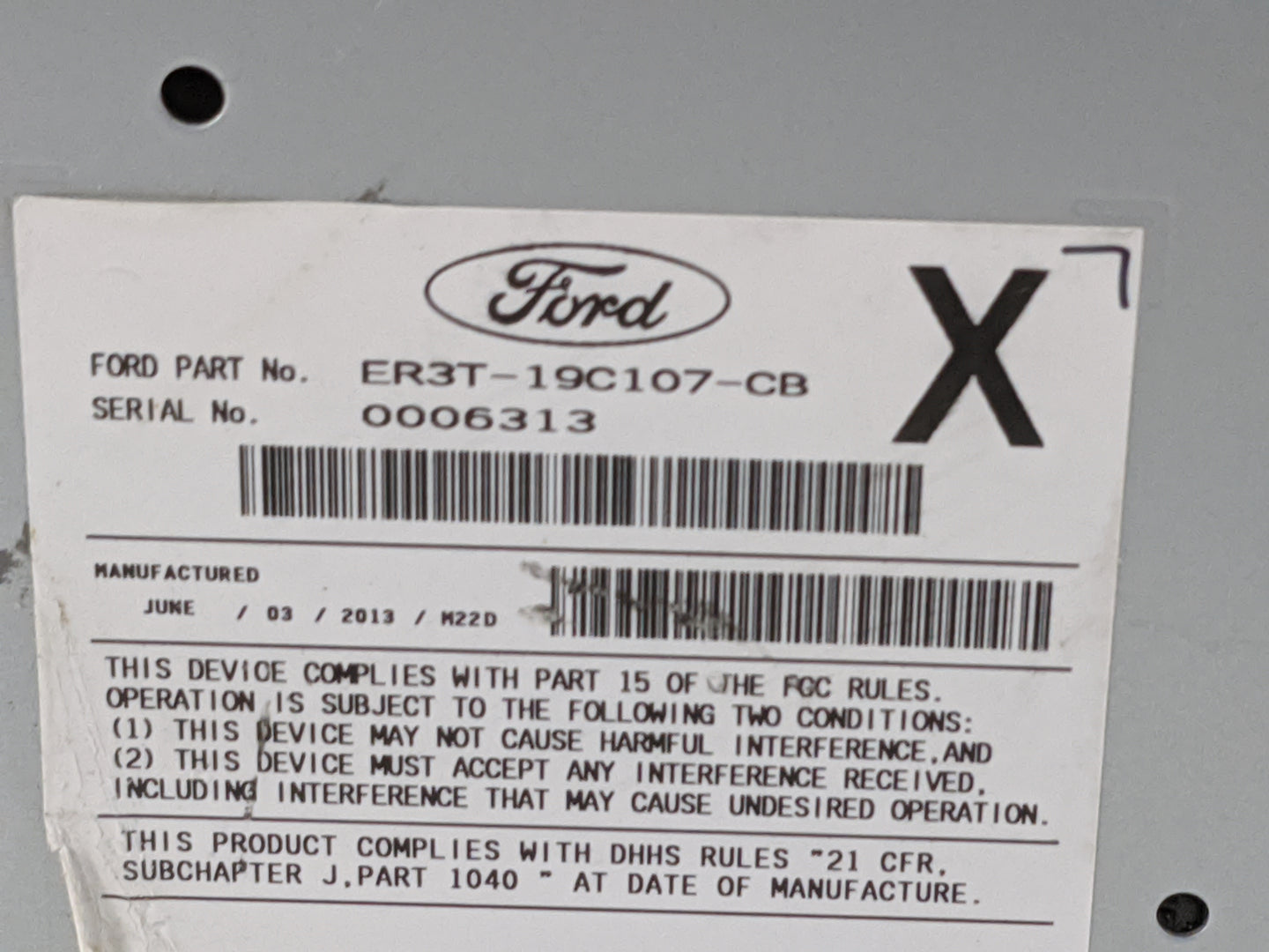 2014 Ford Mustang Radio AM FM Cd Player Receiver Replacement P/N:PU-3645A-B ER3T-19C107-CB Fits OEM Used Auto Parts - Oemuse