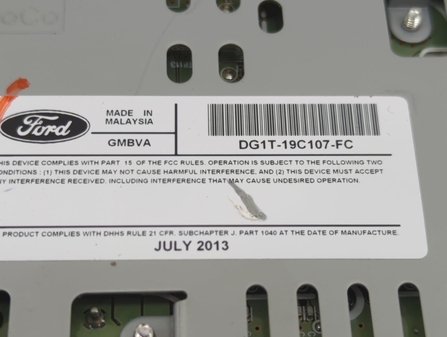 2013-2015 Ford Taurus Radio AM FM Cd Player Receiver Replacement P/N:DG1T-19C107-FC Fits Fits 2013 2014 2015 OEM Used Auto P
