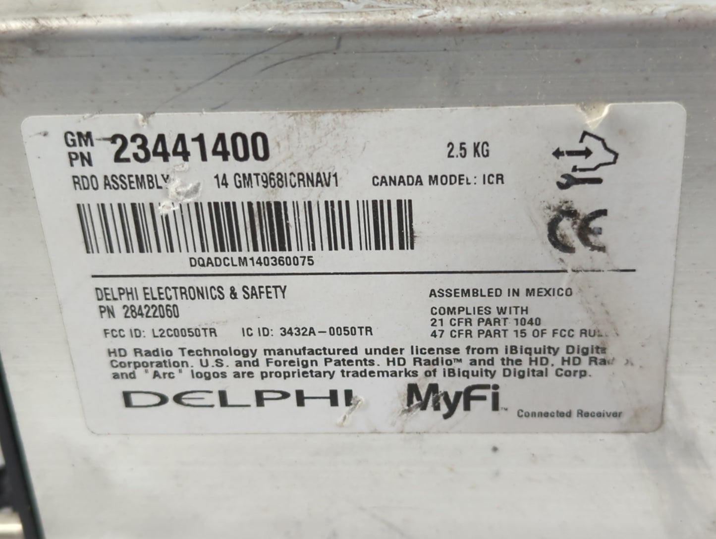 2013-2014 Gmc Acadia Radio AM FM Cd Player Receiver Replacement P/N:23441400 Fits Fits 2013 2014 OEM Used Auto Parts - Oemus