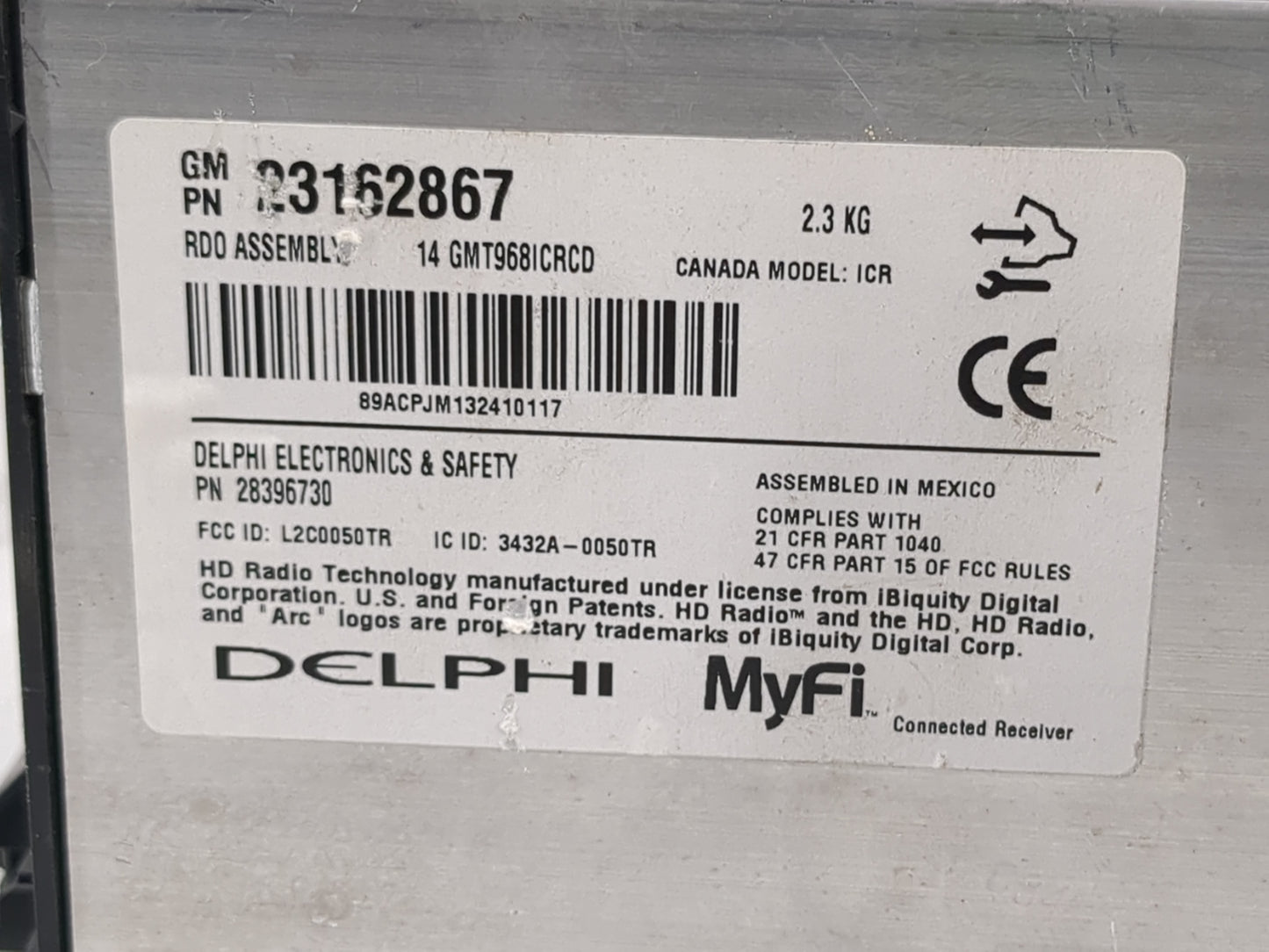 2013-2014 Gmc Acadia Radio AM FM Cd Player Receiver Replacement P/N:23162867 Fits Fits 2013 2014 OEM Used Auto Parts - Oemus