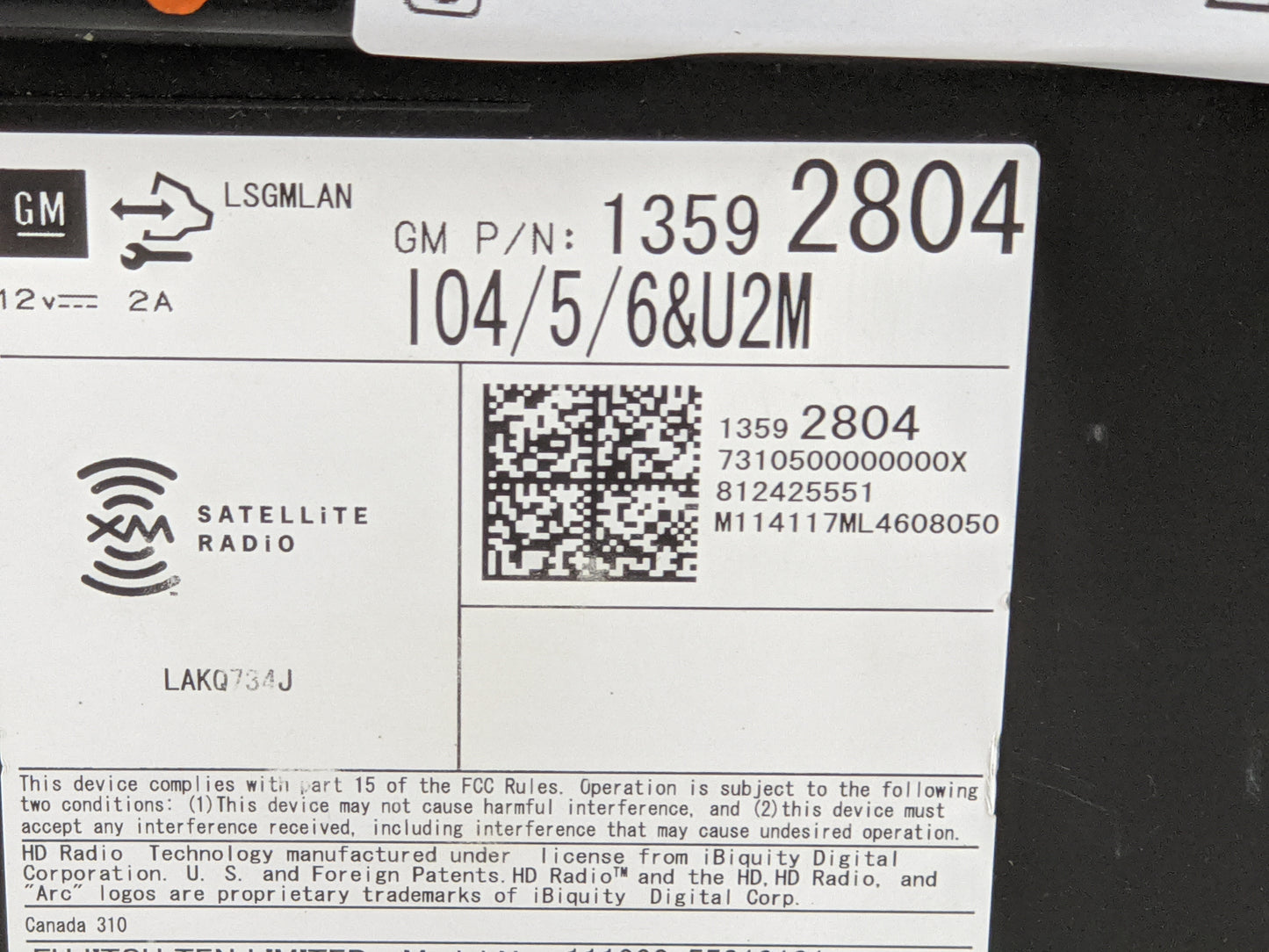 2014 Gmc Sierra 1500 Radio AM FM Cd Player Receiver Replacement P/N:13592804 111000-55310101 Fits Fits 2013 2015 OEM Used Au