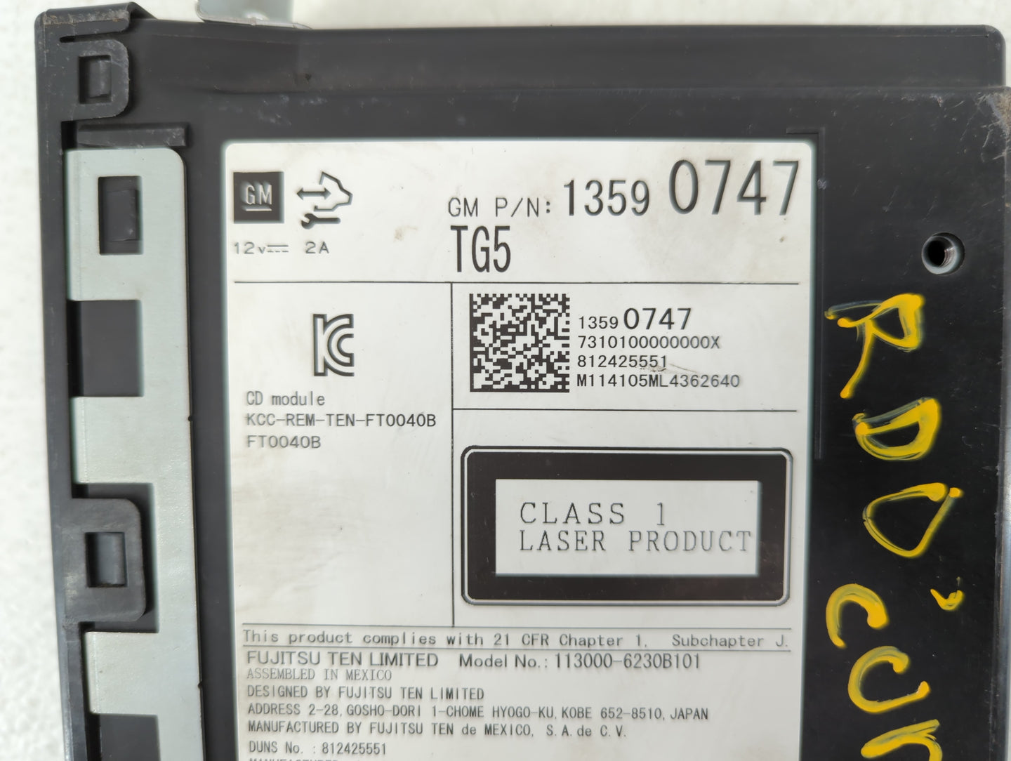 2014 Gmc Sierra 1500 Radio AM FM Cd Player Receiver Replacement P/N:13590747 Fits Fits 2013 2015 OEM Used Auto Parts - Oemus