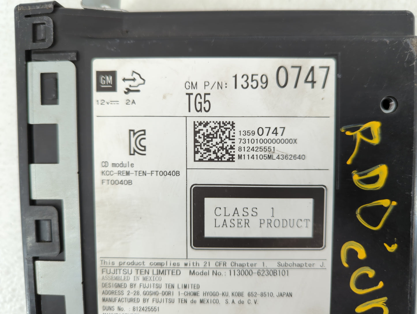 2014 Gmc Sierra 1500 Radio AM FM Cd Player Receiver Replacement P/N:13590747 Fits Fits 2013 2015 OEM Used Auto Parts - Oemus