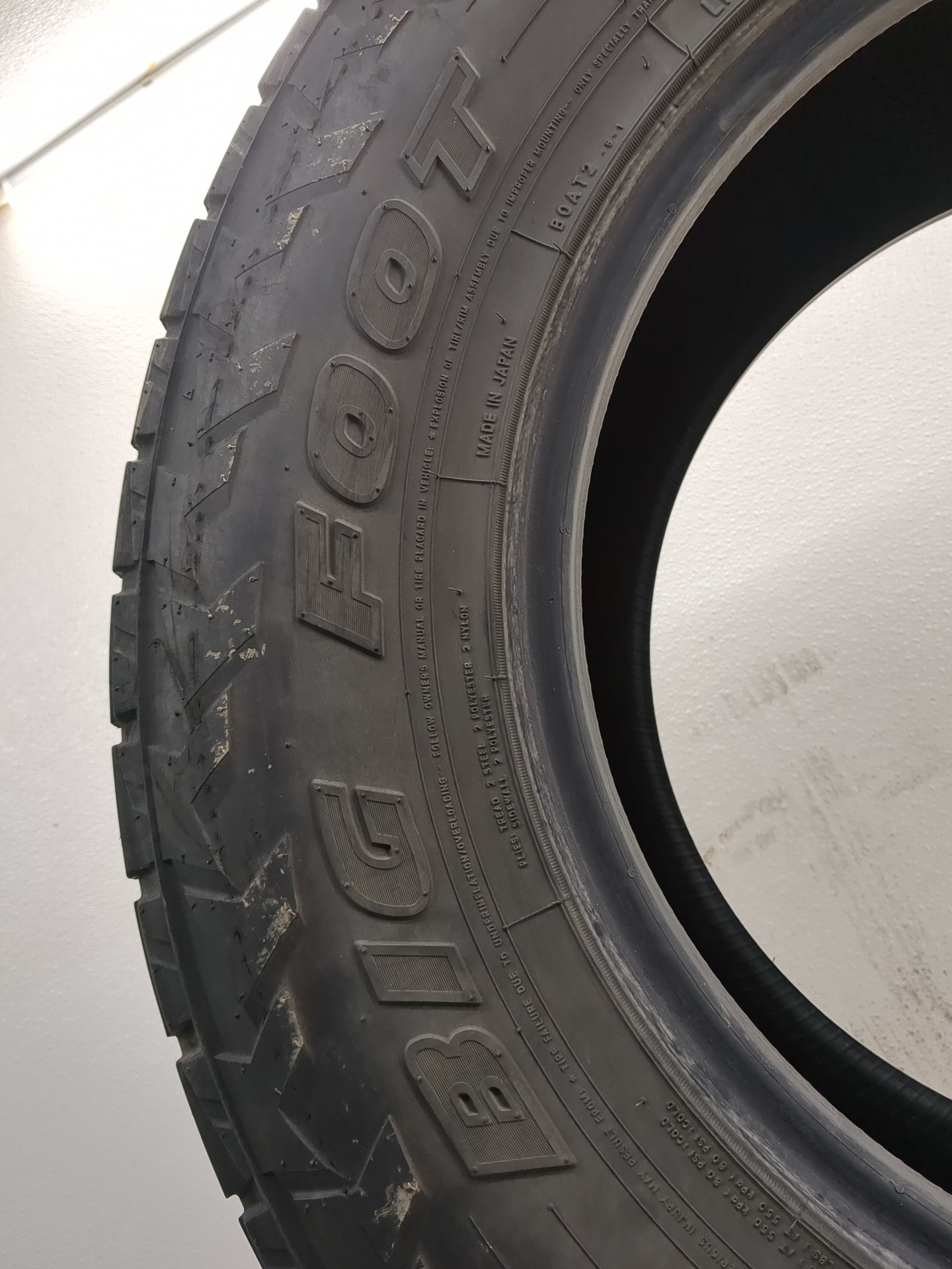 Used Tire 265/70R17 BIG O BIG FOOT A/T 121R - Tread Depth 8/32 - Oemusedautoparts1.com