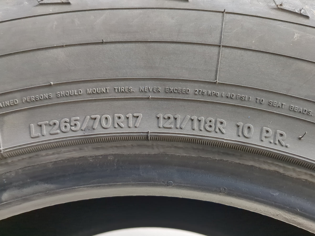 Used Tire 265/70R17 BIG O BIG FOOT A/T 121R - Tread Depth 8/32 - Oemusedautoparts1.com