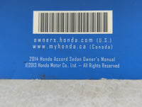 2014 Honda Accord Owners Manual Book Guide P/N:00X31-T2A-6100 OEM Used Auto Parts - Oemusedautoparts1.com
