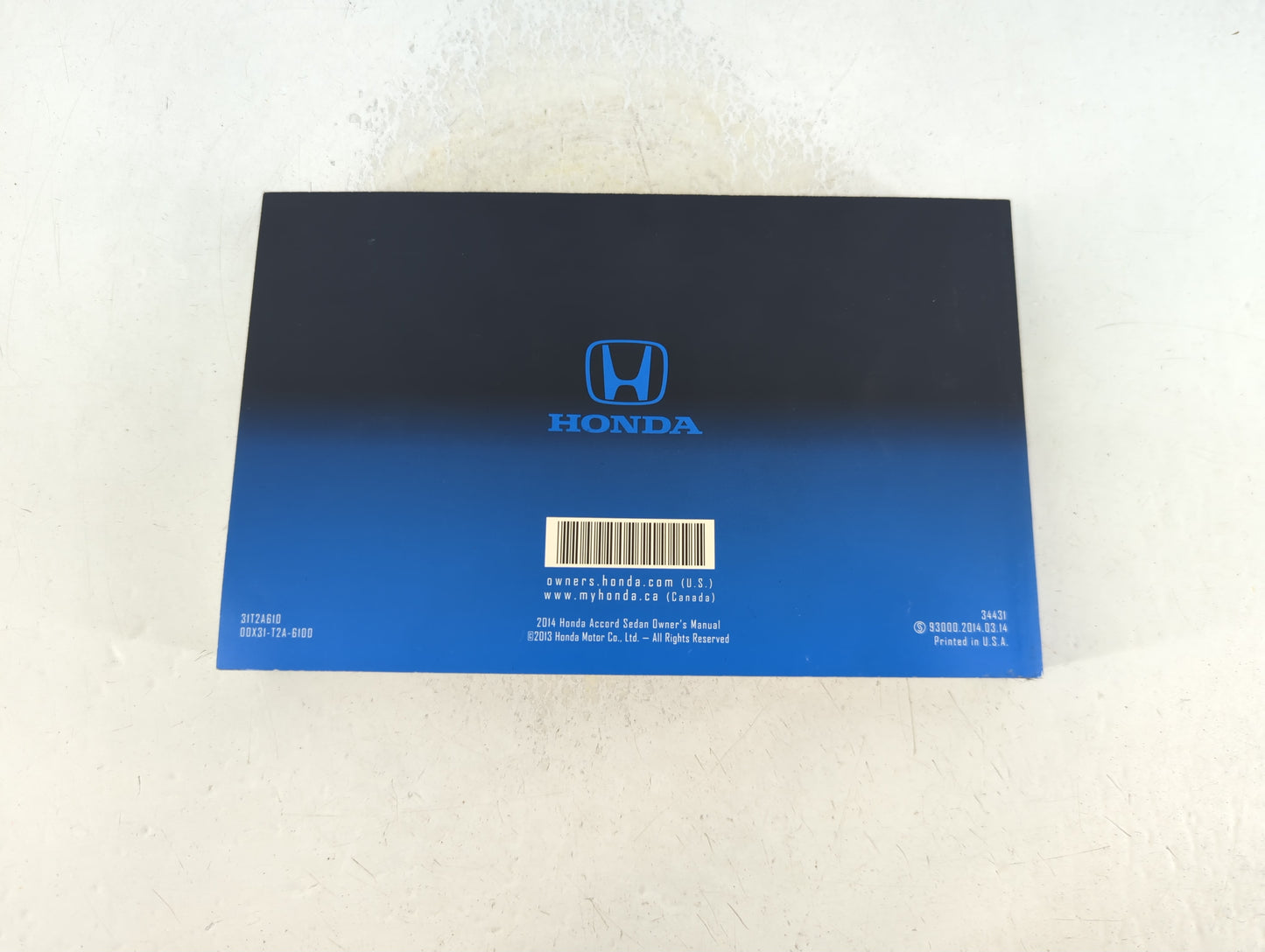 2014 Honda Accord Owners Manual Book Guide P/N:00X31-T2A-6100 OEM Used Auto Parts - Oemusedautoparts1.com