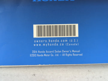 2014 Honda Accord Owners Manual Book Guide P/N:31T2A610 OEM Used Auto Parts