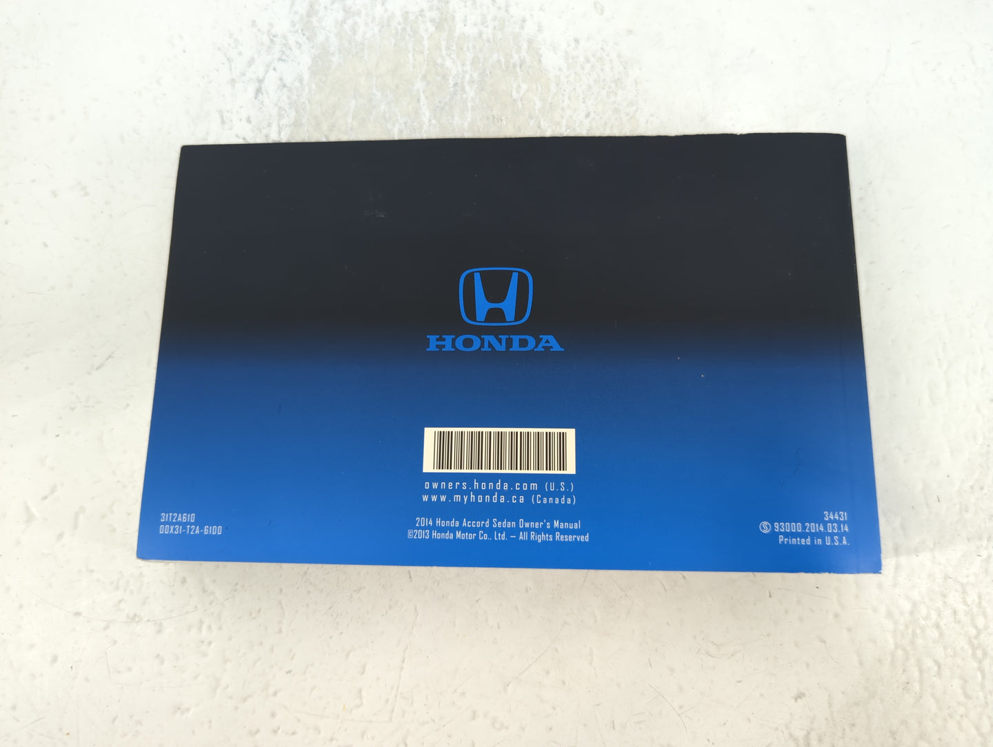 2014 Honda Accord Owners Manual Book Guide P/N:00X31-T2A-6100 31T2A610 OEM Used Auto Parts - Oemusedautoparts1.com