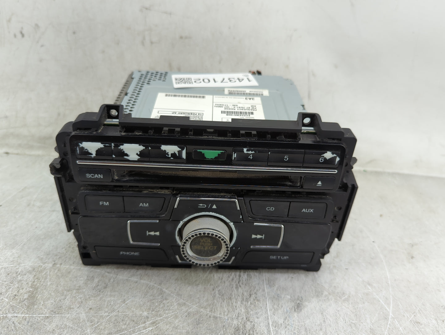 2014 Honda Civic Radio AM FM Cd Player Receiver Replacement P/N:39100-TR3-A314-M1 MF643AG Fits OEM Used Auto Parts - Oemused
