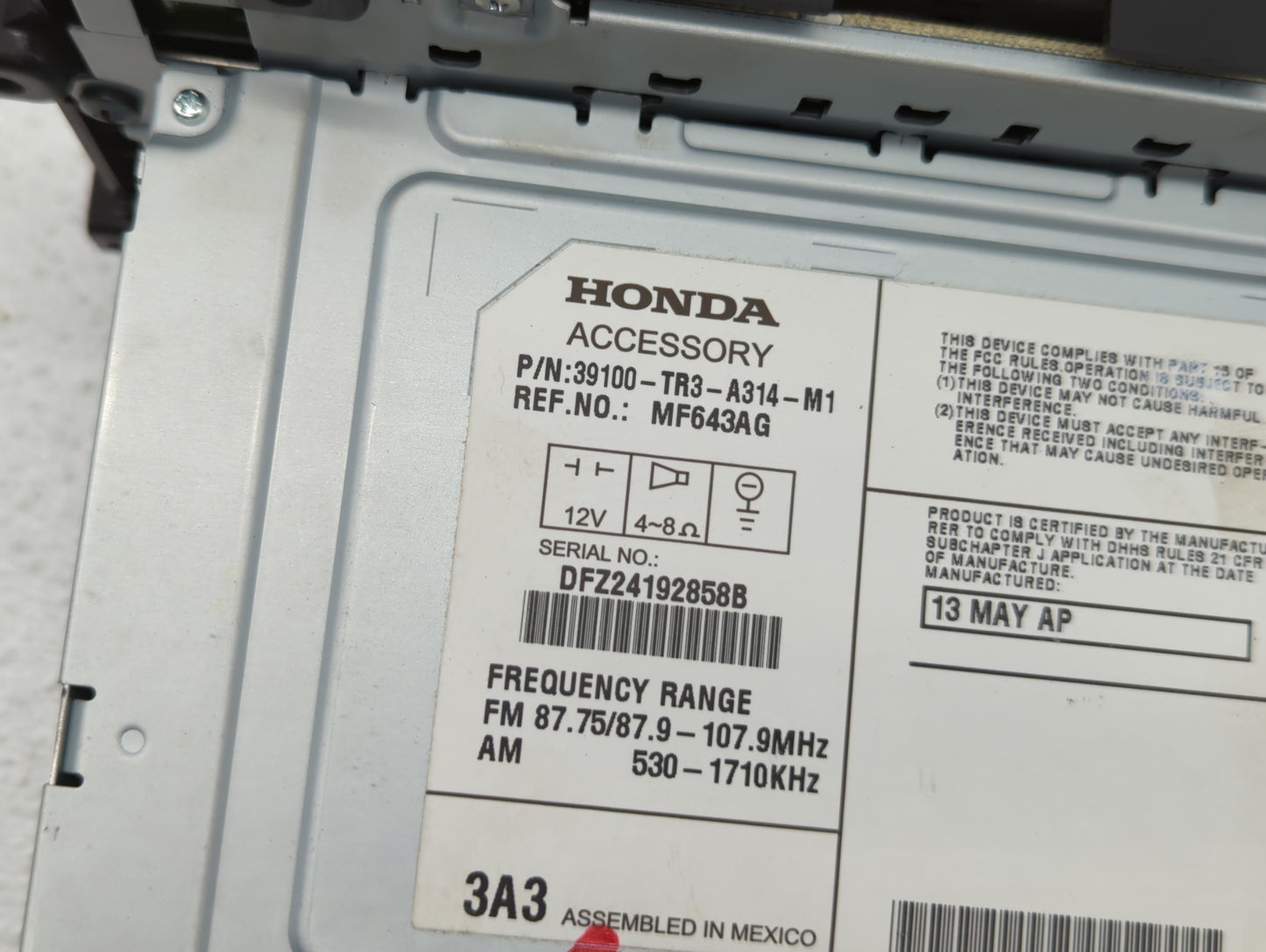 2013-2015 Honda Civic Radio AM FM Cd Player Receiver Replacement P/N:39100-TR3-A314-M1 39100-TS8-L314-M1 Fits Fits 2013 2014