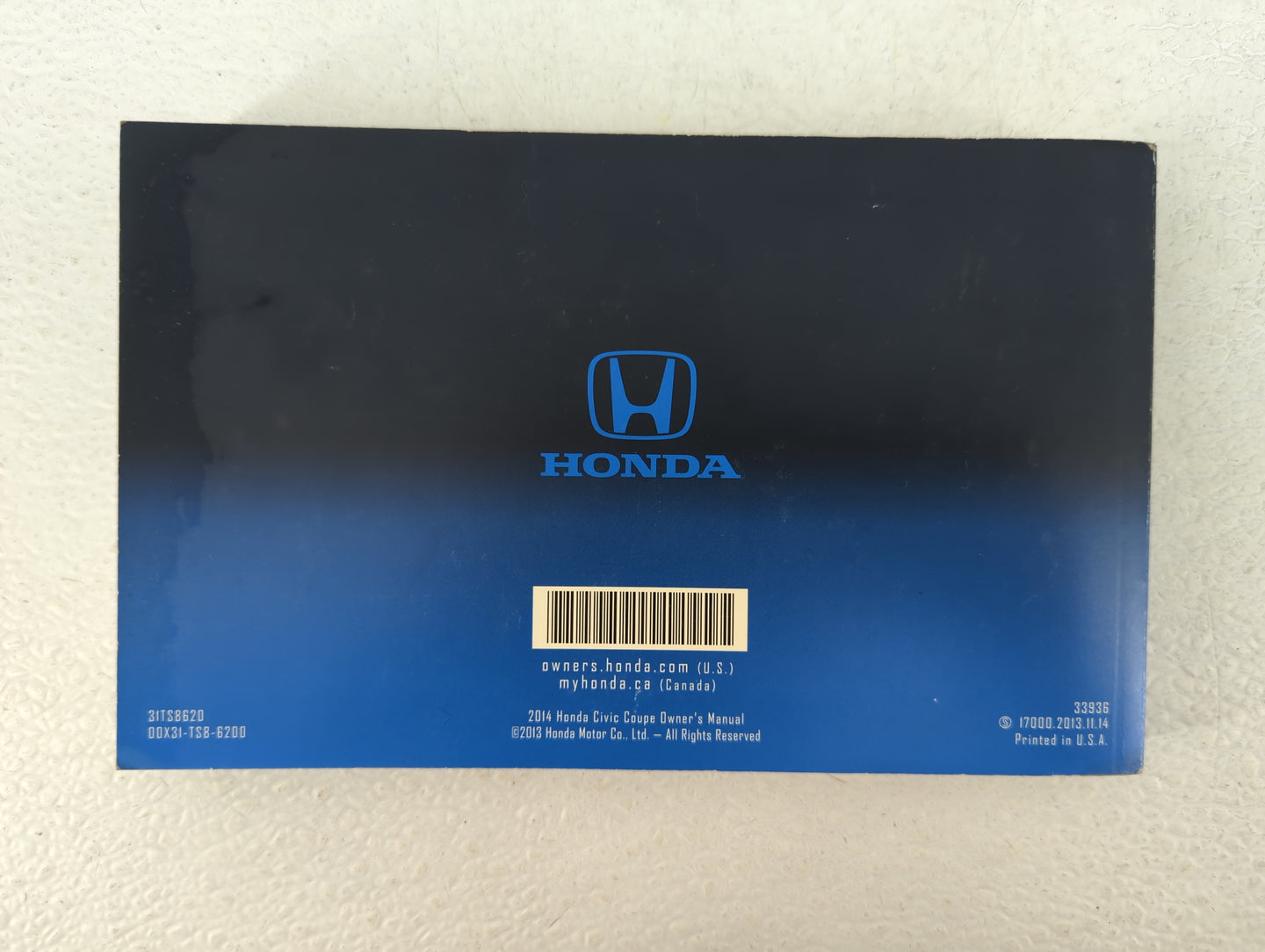 2014 Honda Civic Owners Manual Book Guide P/N:00X31-TS8-6200 OEM Used Auto Parts - Oemusedautoparts1.com