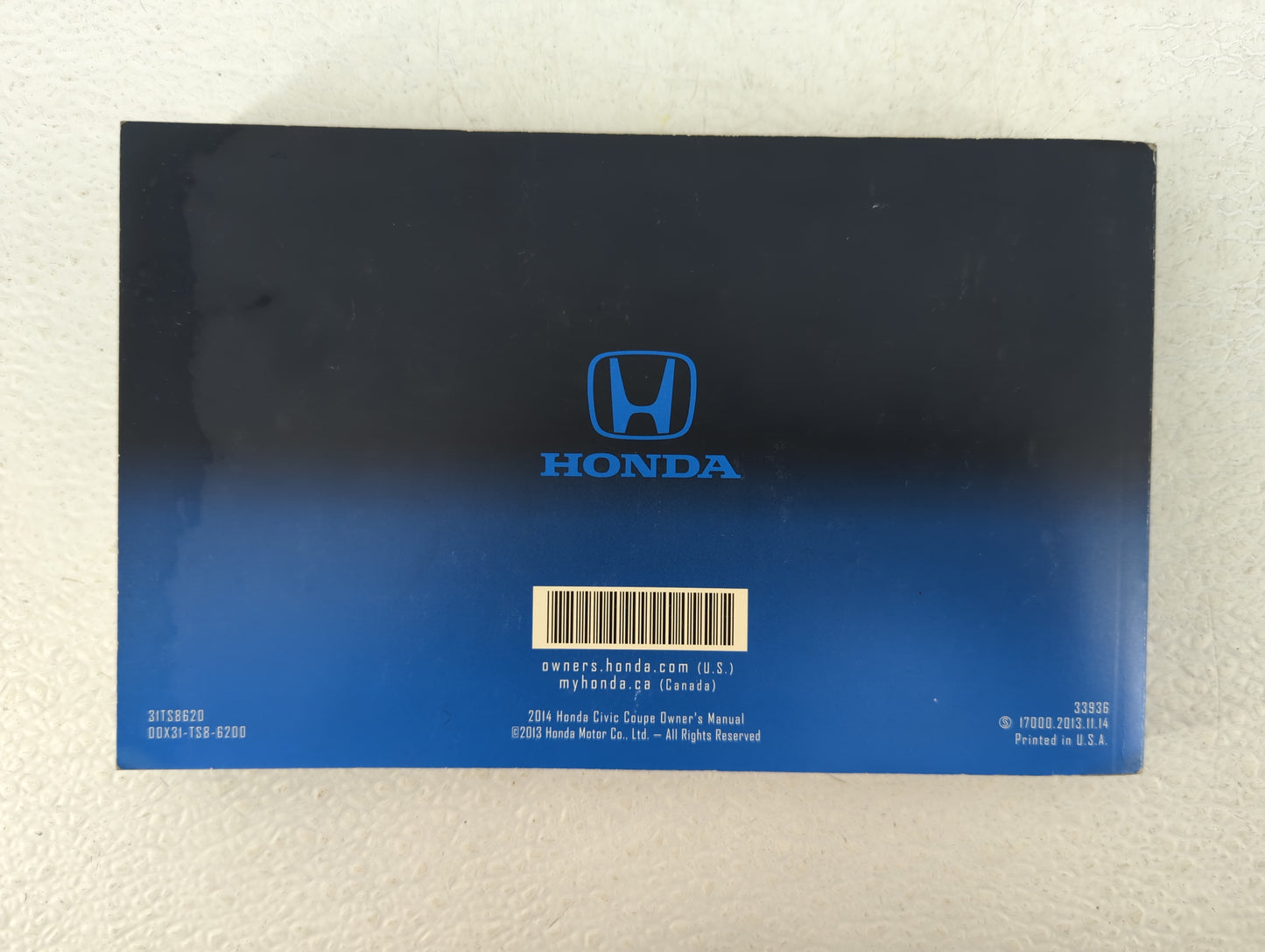 2014 Honda Civic Owners Manual Book Guide P/N:00X31-TS8-6200 OEM Used Auto Parts - Oemusedautoparts1.com