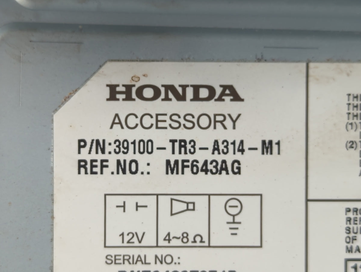 Honda Civic Am Fm Cd Player Radio Receiver 637774 - Oemusedautoparts1.com
