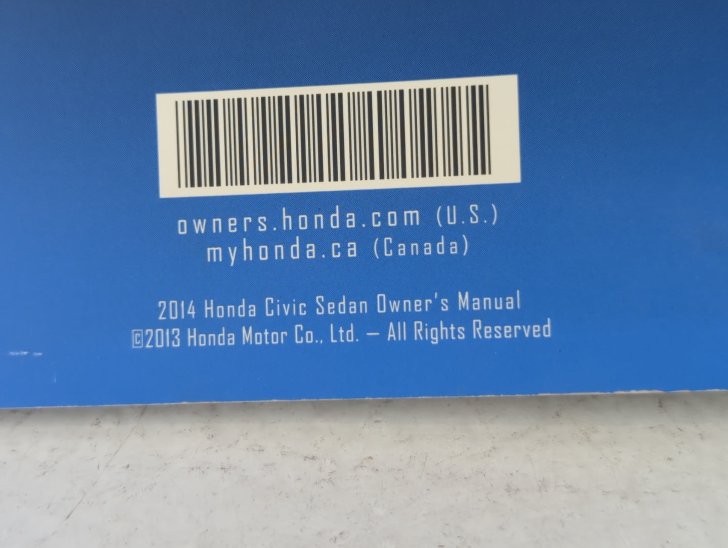 2014 Honda Civic Owners Manual Book Guide P/N:31TR3621 OEM Used Auto Parts - Oemusedautoparts1.com