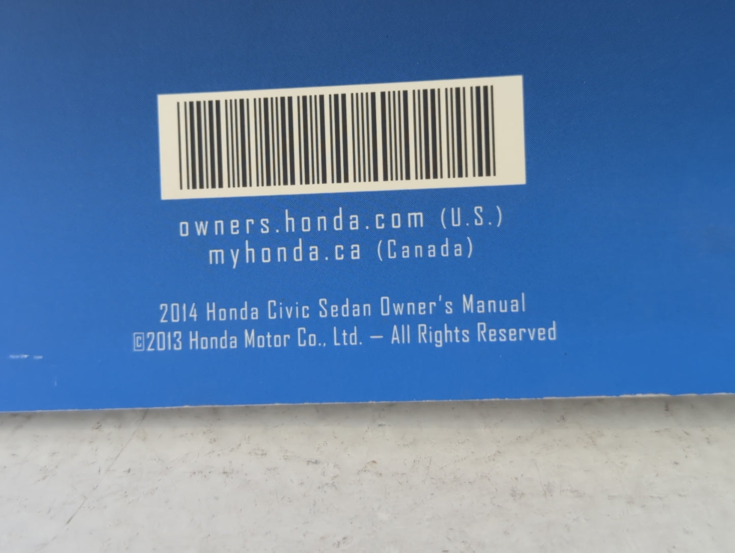 2014 Honda Civic Owners Manual Book Guide P/N:31TR3621 OEM Used Auto Parts - Oemusedautoparts1.com
