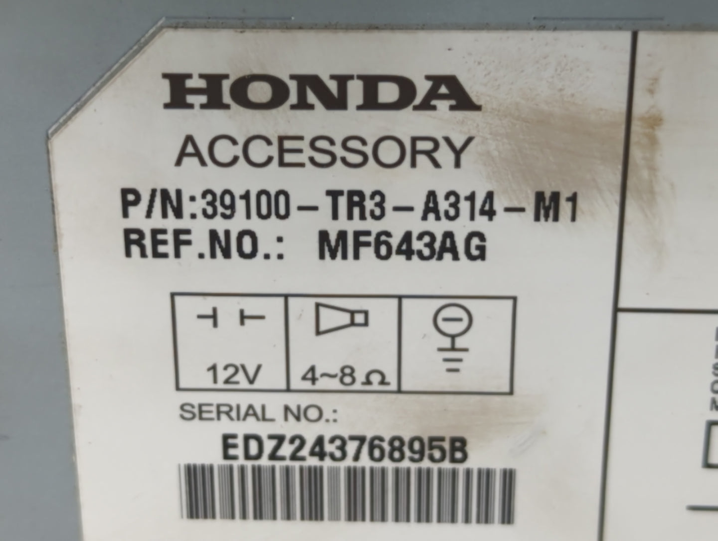 2013-2015 Honda Civic Radio AM FM Cd Player Receiver Replacement P/N:39100-TR3-A314-M1 Fits Fits 2013 2014 2015 OEM Used Aut