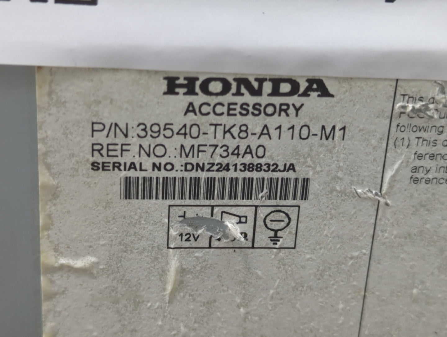 2014-2017 Honda Odyssey Radio AM FM Cd Player Receiver Replacement P/N:39540-TK8-A110-M1 MF734A0 Fits Fits 2014 2015 2016 20