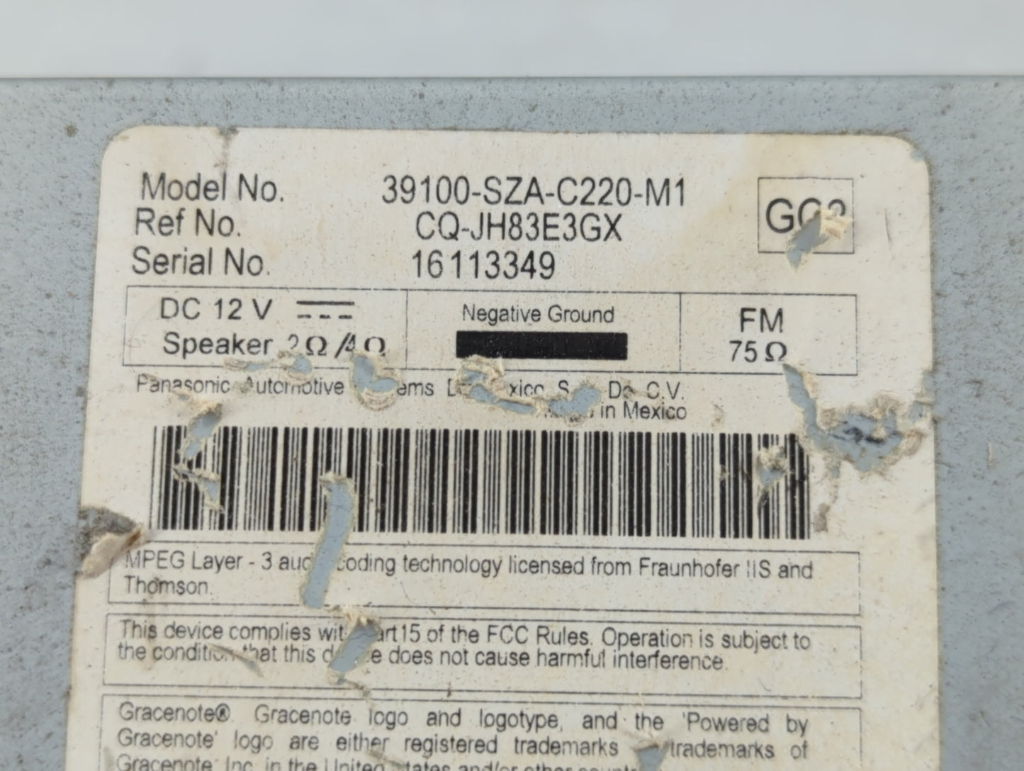 2012-2015 Honda Pilot Radio AM FM Cd Player Receiver Replacement P/N:39100-SZA-C220-M1 39100-SZA-A311-M1 Fits OEM Used Auto 