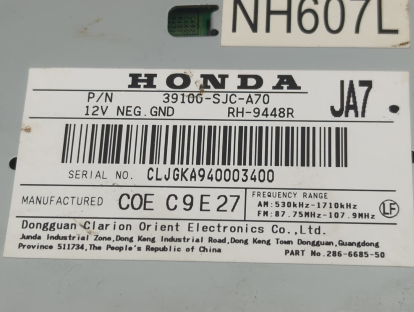 2009-2014 Honda Ridgeline Radio AM FM Cd Player Receiver Replacement P/N:39100-SJC-A70 Fits Fits 2009 2010 2011 2012 2013 20