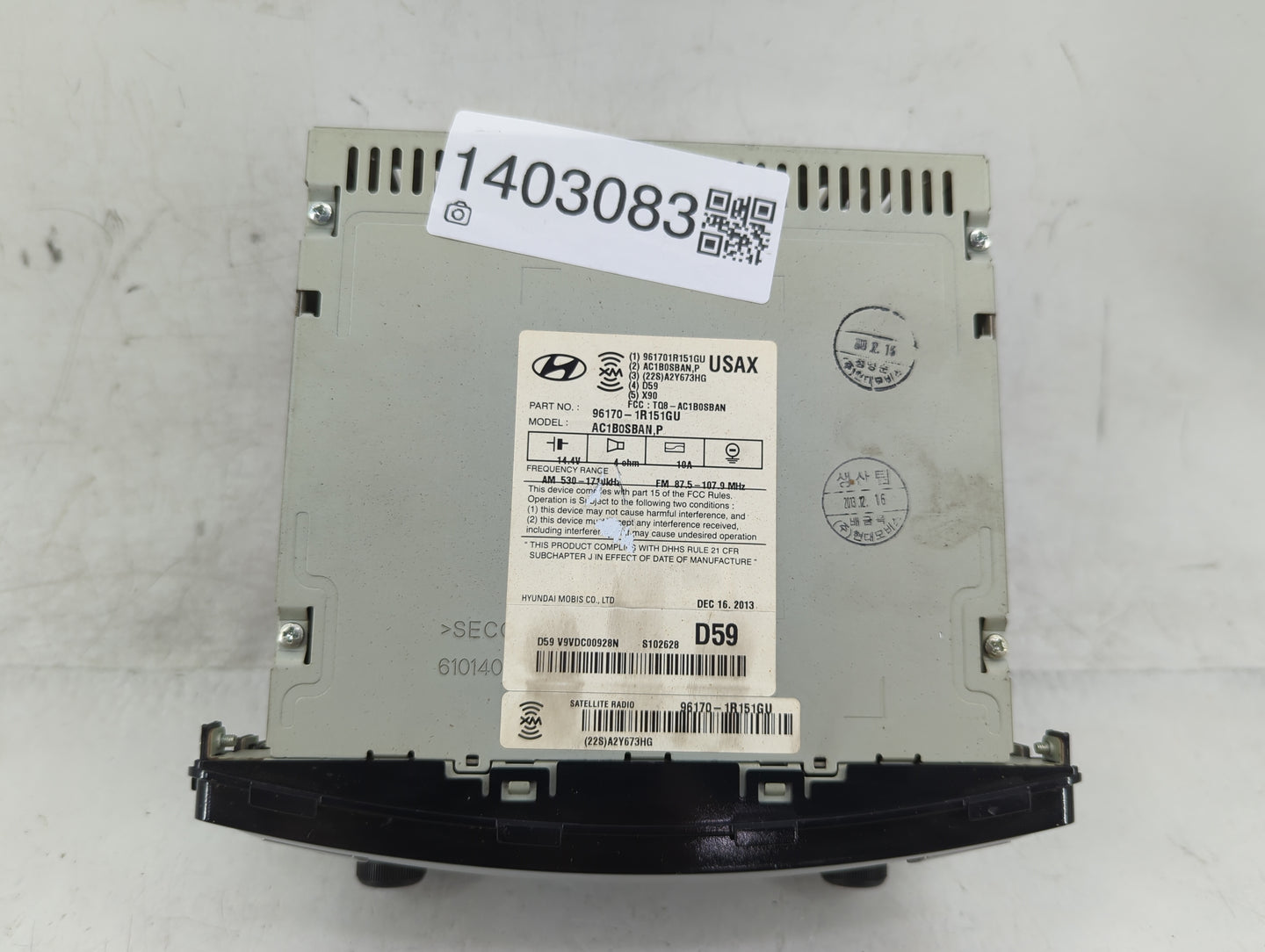 2012-2014 Hyundai Accent Radio AM FM Cd Player Receiver Replacement P/N:96170-1R151GU Fits Fits 2012 2013 2014 OEM Used Auto