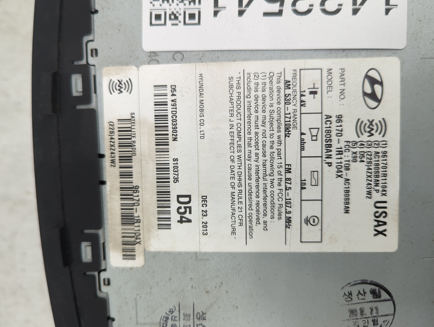 2012-2014 Hyundai Accent Radio AM FM Cd Player Receiver Replacement P/N:96170-1R1104X AC180SBAN Fits Fits 2012 2013 2014 OEM