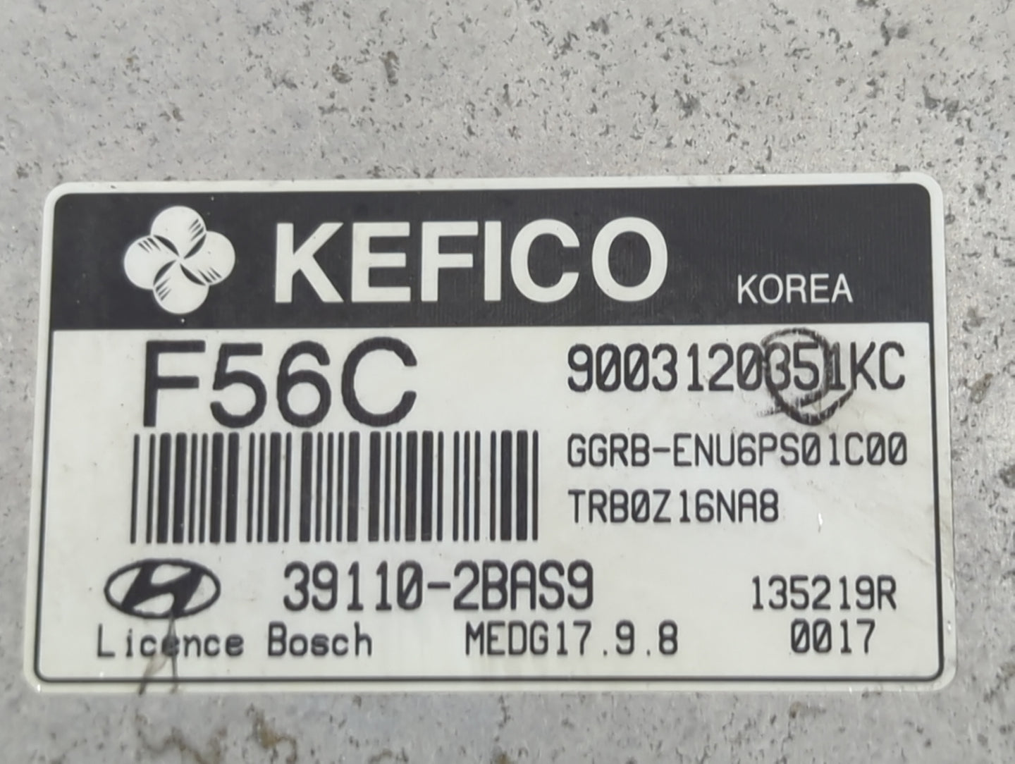 2012-2014 Hyundai Accent PCM Engine Control Computer ECU ECM PCU OEM P/N:39110-2BAS9 9003120351KC Fits Fits 2012 2013 2014 O