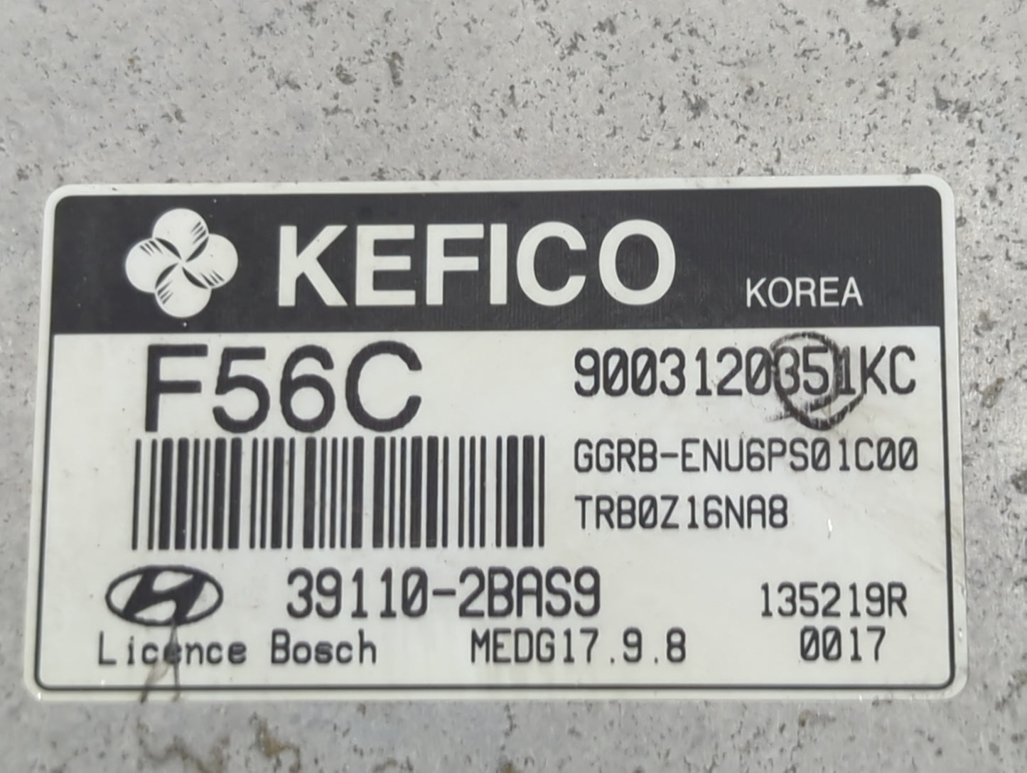 2012-2014 Hyundai Accent PCM Engine Control Computer ECU ECM PCU OEM P/N:39110-2BAS9 9003120351KC Fits Fits 2012 2013 2014 O