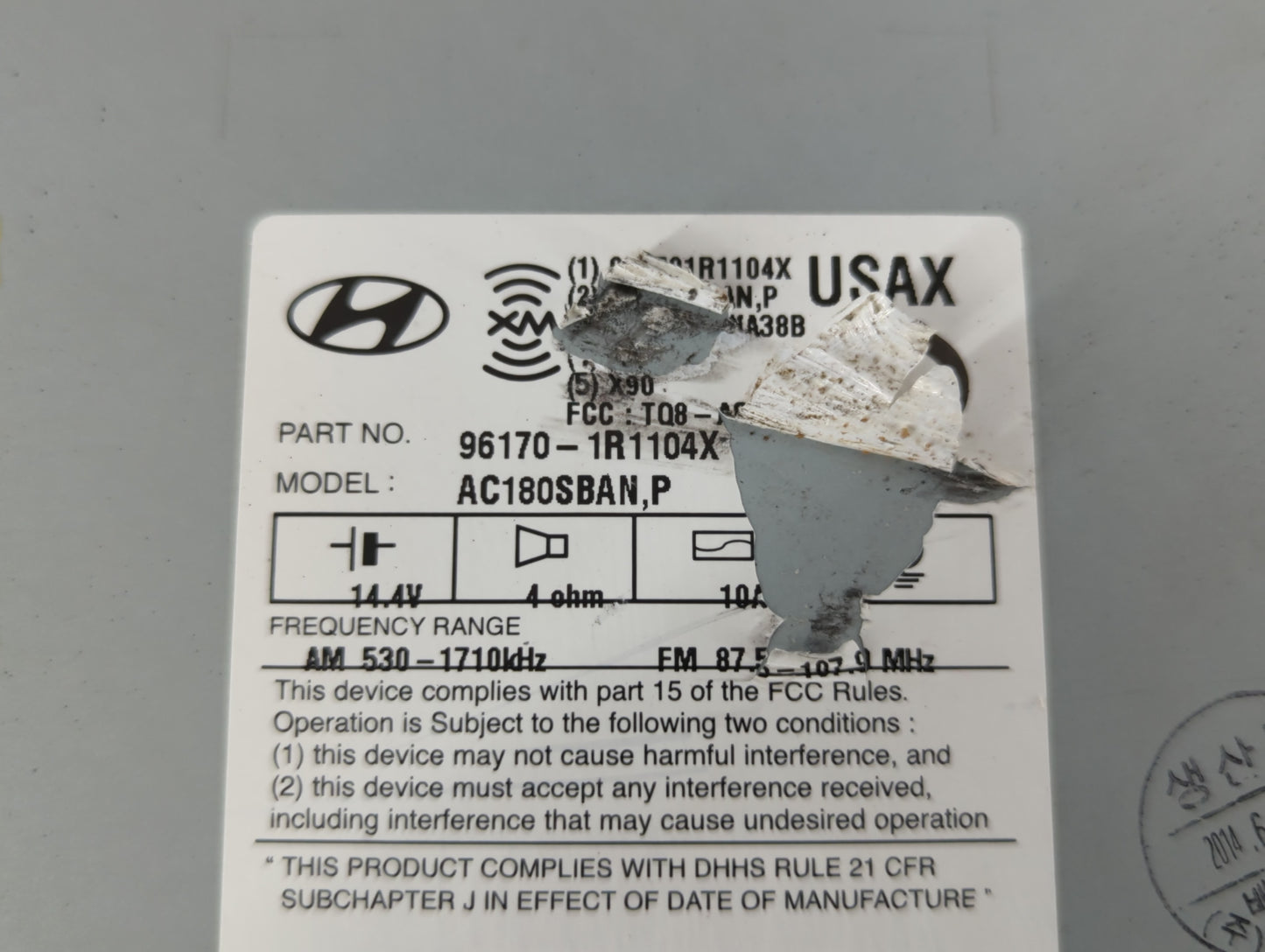 2014-2014 Hyundai Accent Am Fm Cd Player Radio Receiver - Oemusedautoparts1.com