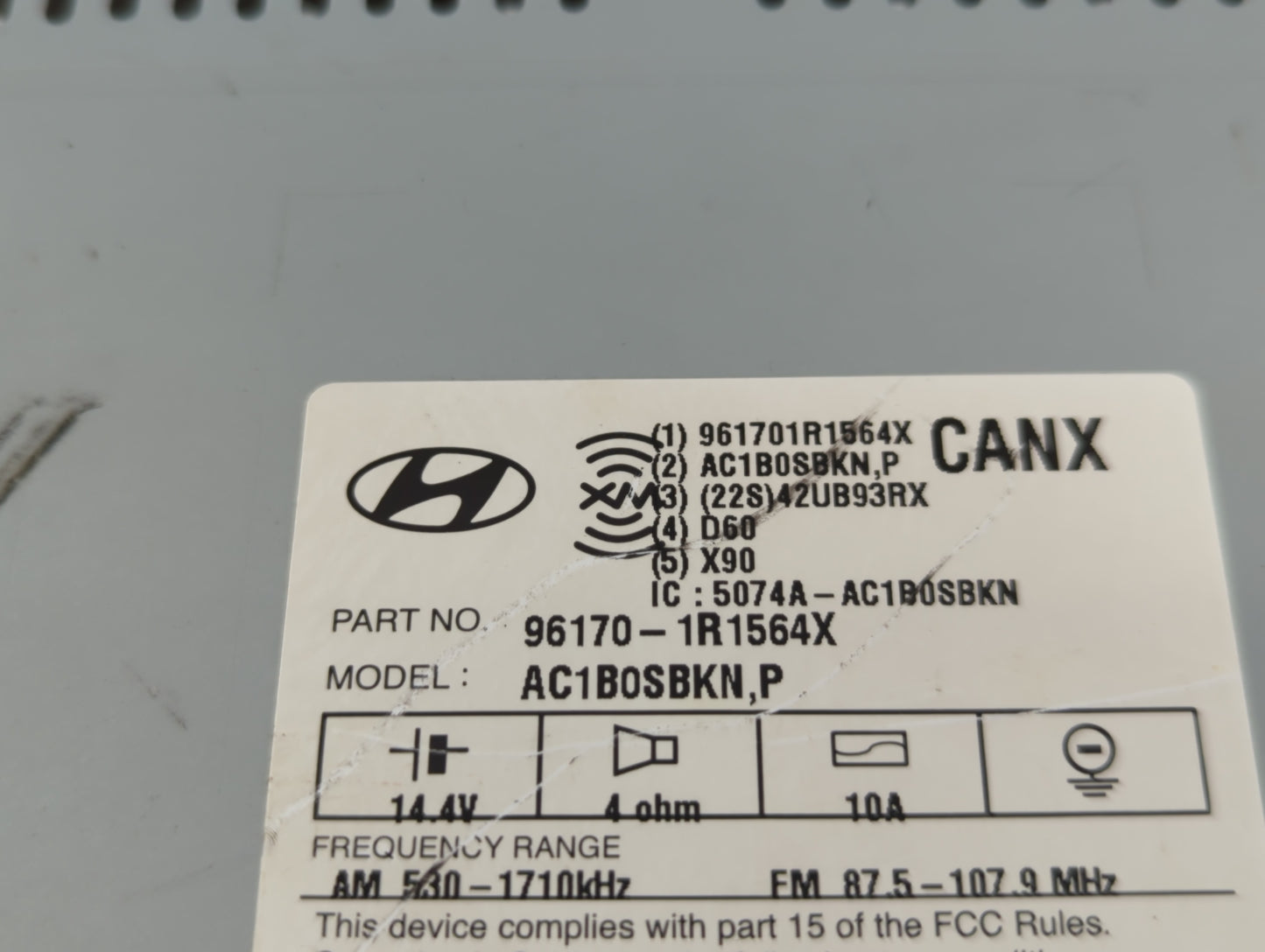 2014 Hyundai Accent Radio AM FM Cd Player Receiver Replacement P/N:96170-1R1564X Fits OEM Used Auto Parts - Oemusedautoparts