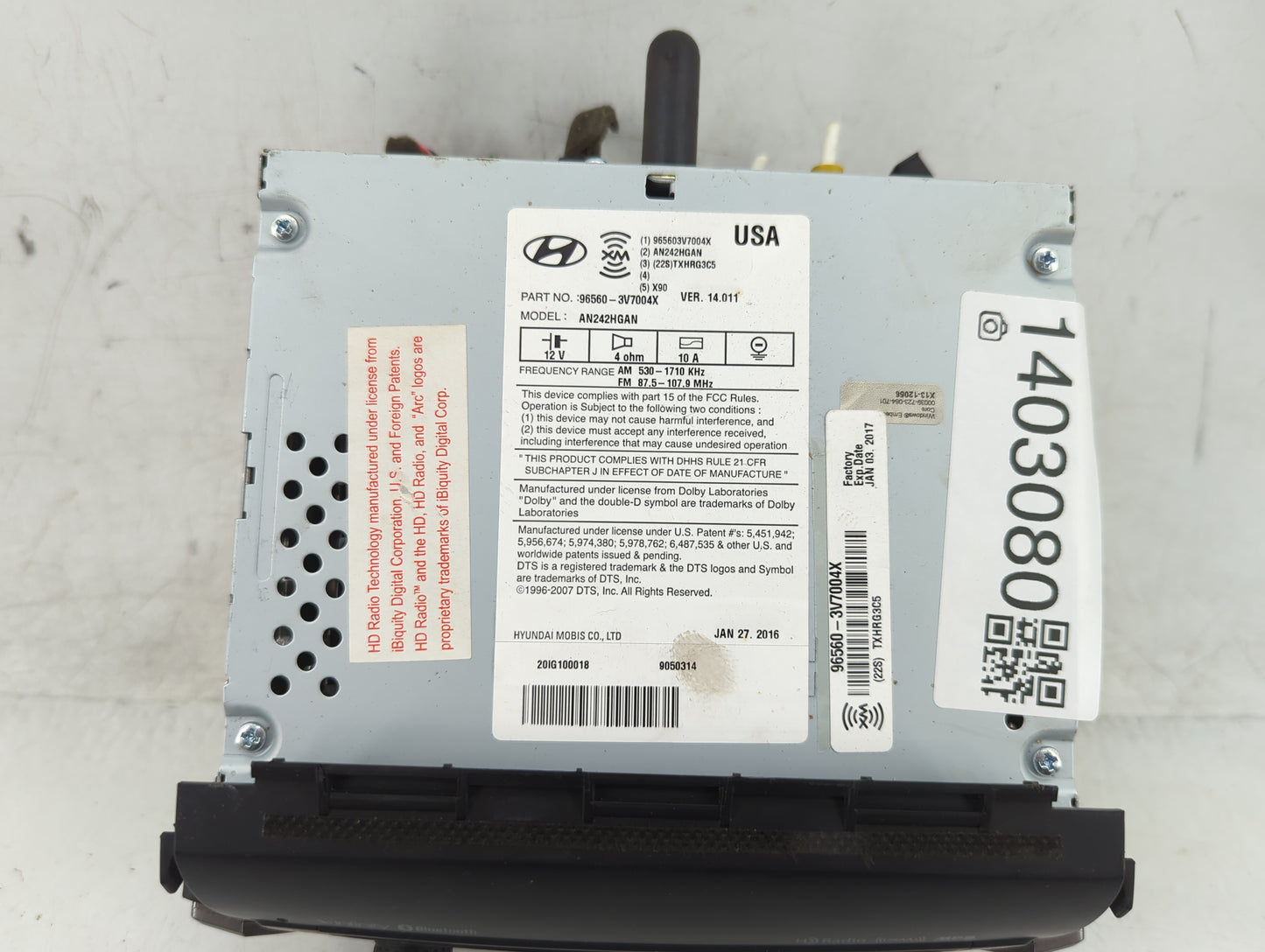 2012-2014 Hyundai Azera Radio AM FM Cd Player Receiver Replacement P/N:96560-3V7004X Fits Fits 2012 2013 2014 OEM Used Auto 