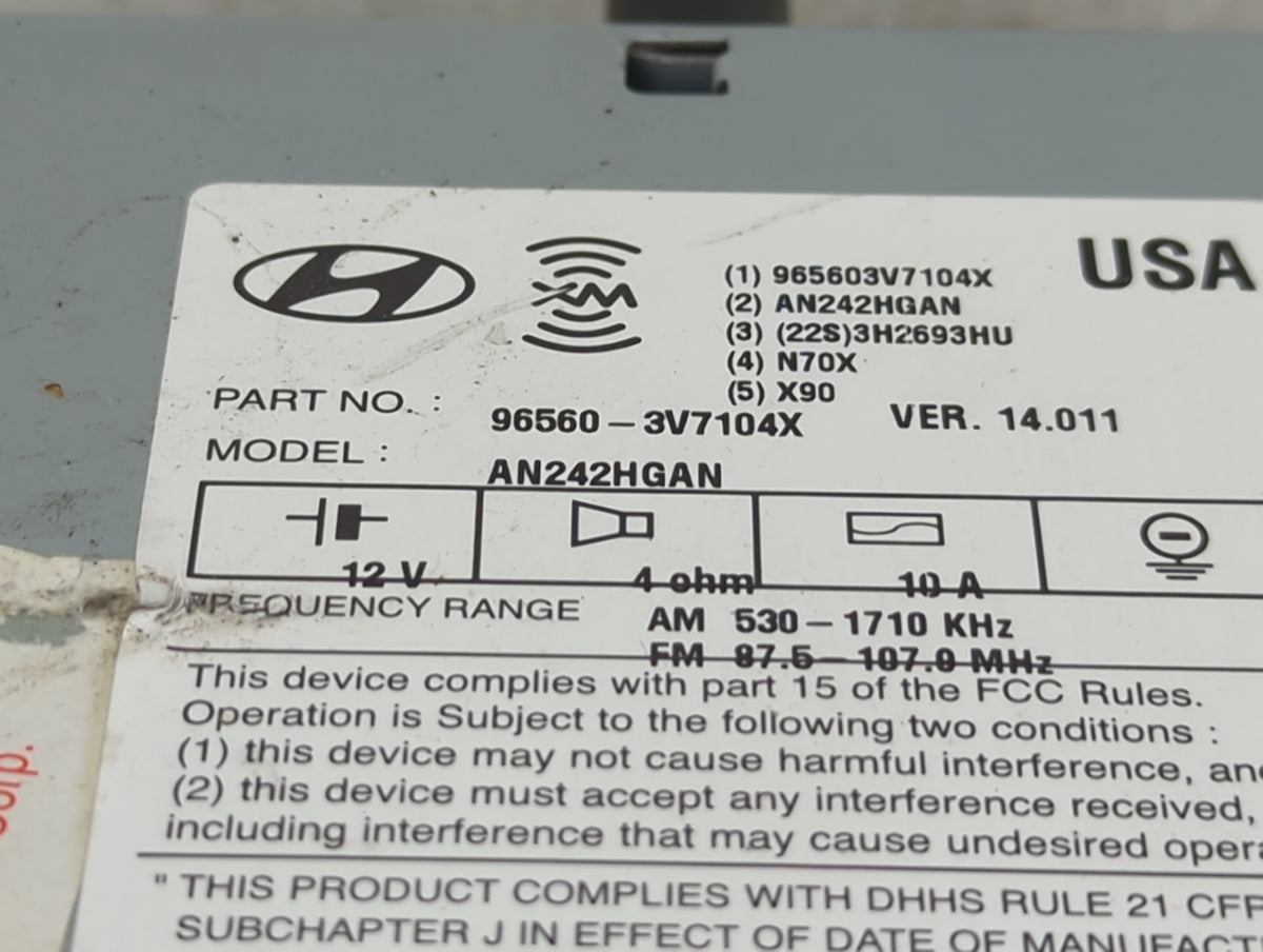 2012-2014 Hyundai Azera Radio AM FM Cd Player Receiver Replacement P/N:965603V7104X AN242HGAN Fits Fits 2012 2013 2014 OEM U