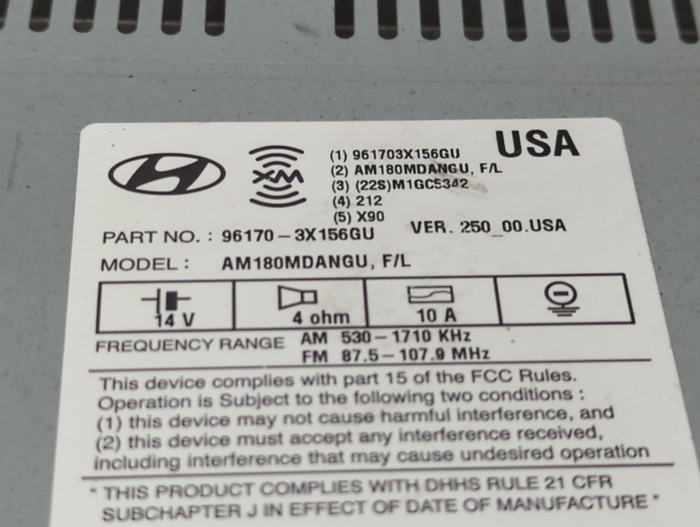 2014 Hyundai Elantra Radio AM FM Cd Player Receiver Replacement P/N:96170-3X156GU Fits OEM Used Auto Parts - Oemusedautopart