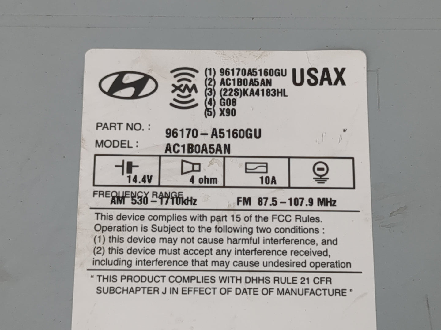 2014-2015 Hyundai Elantra Radio AM FM Cd Player Receiver Replacement P/N:96170-A5160GU Fits Fits 2014 2015 OEM Used Auto Par