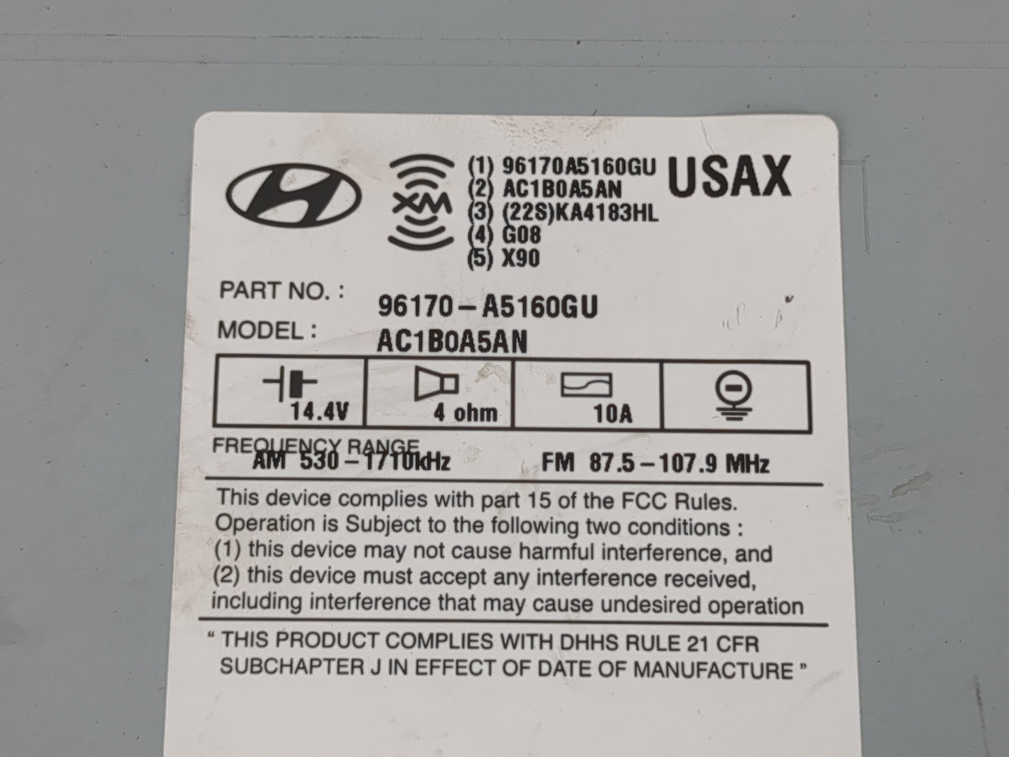 2014-2015 Hyundai Elantra Radio AM FM Cd Player Receiver Replacement P/N:96170-A5160GU Fits Fits 2014 2015 OEM Used Auto Par