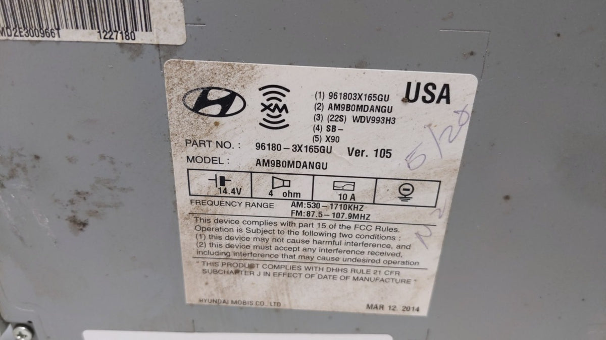 2014-2015 Hyundai Elantra Am Fm Cd Player Radio Receiver 110106 - Oemusedautoparts1.com