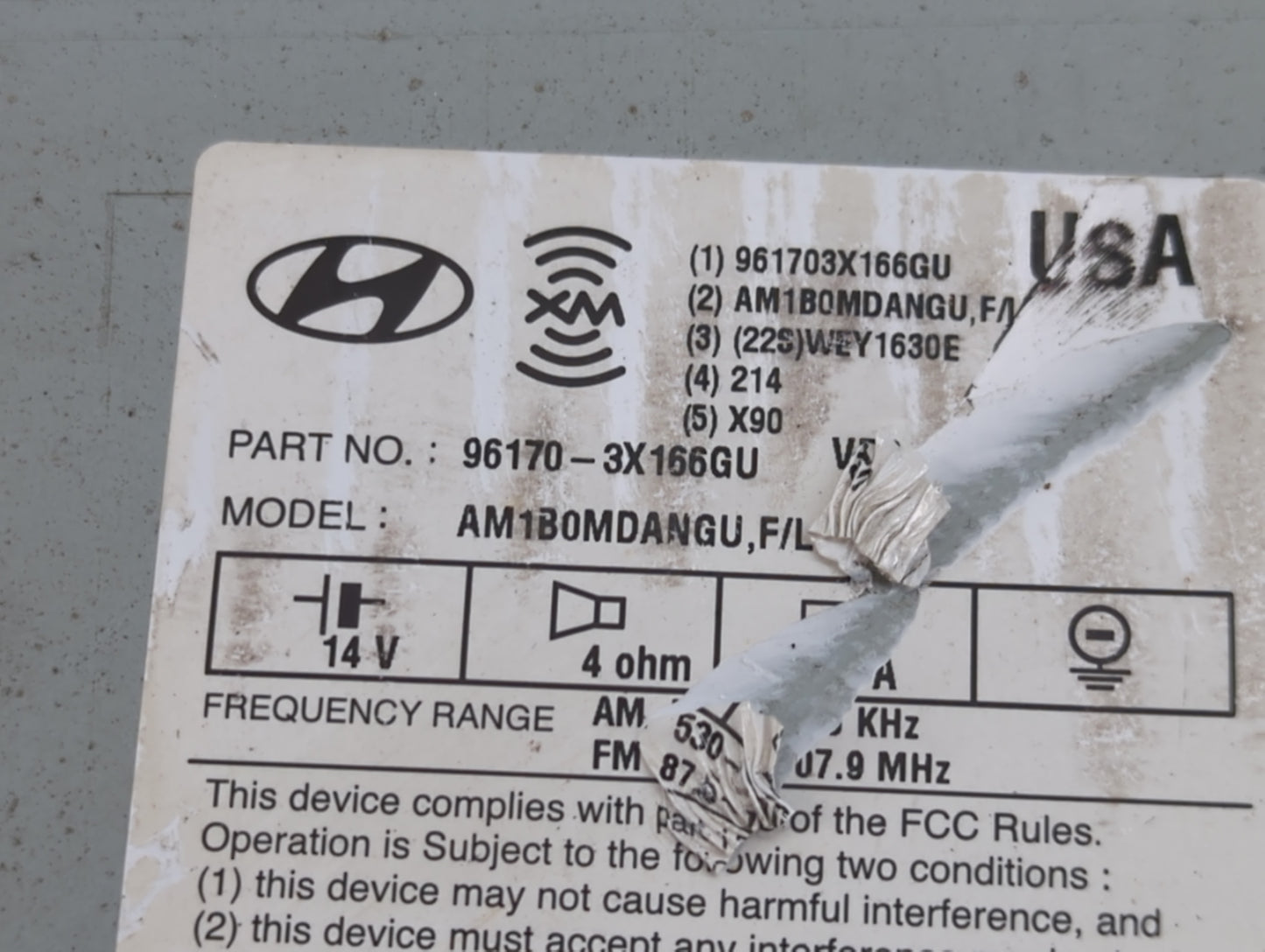 2014-2016 Hyundai Elantra Radio AM FM Cd Player Receiver Replacement P/N:96170-3X166GU Fits Fits 2014 2015 2016 OEM Used Aut