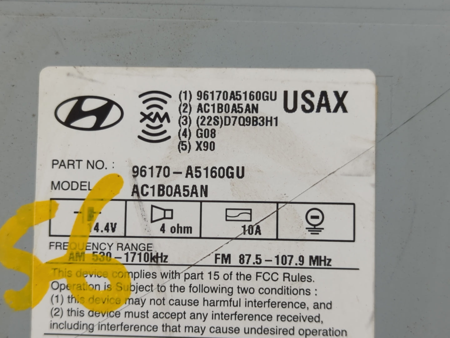 2014-2015 Hyundai Elantra Radio AM FM Cd Player Receiver Replacement P/N:96170-A5160GU Fits Fits 2014 2015 OEM Used Auto Par