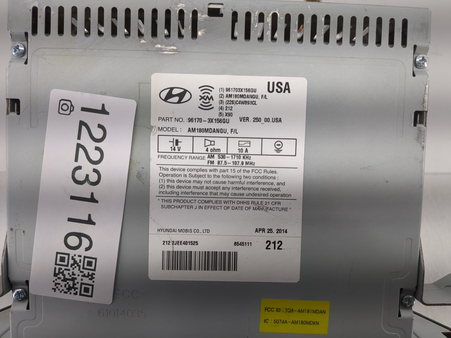 2014-2016 Hyundai Elantra Radio AM FM Cd Player Receiver Replacement P/N:96170-3X156GU Fits Fits 2014 2015 2016 OEM Used Aut