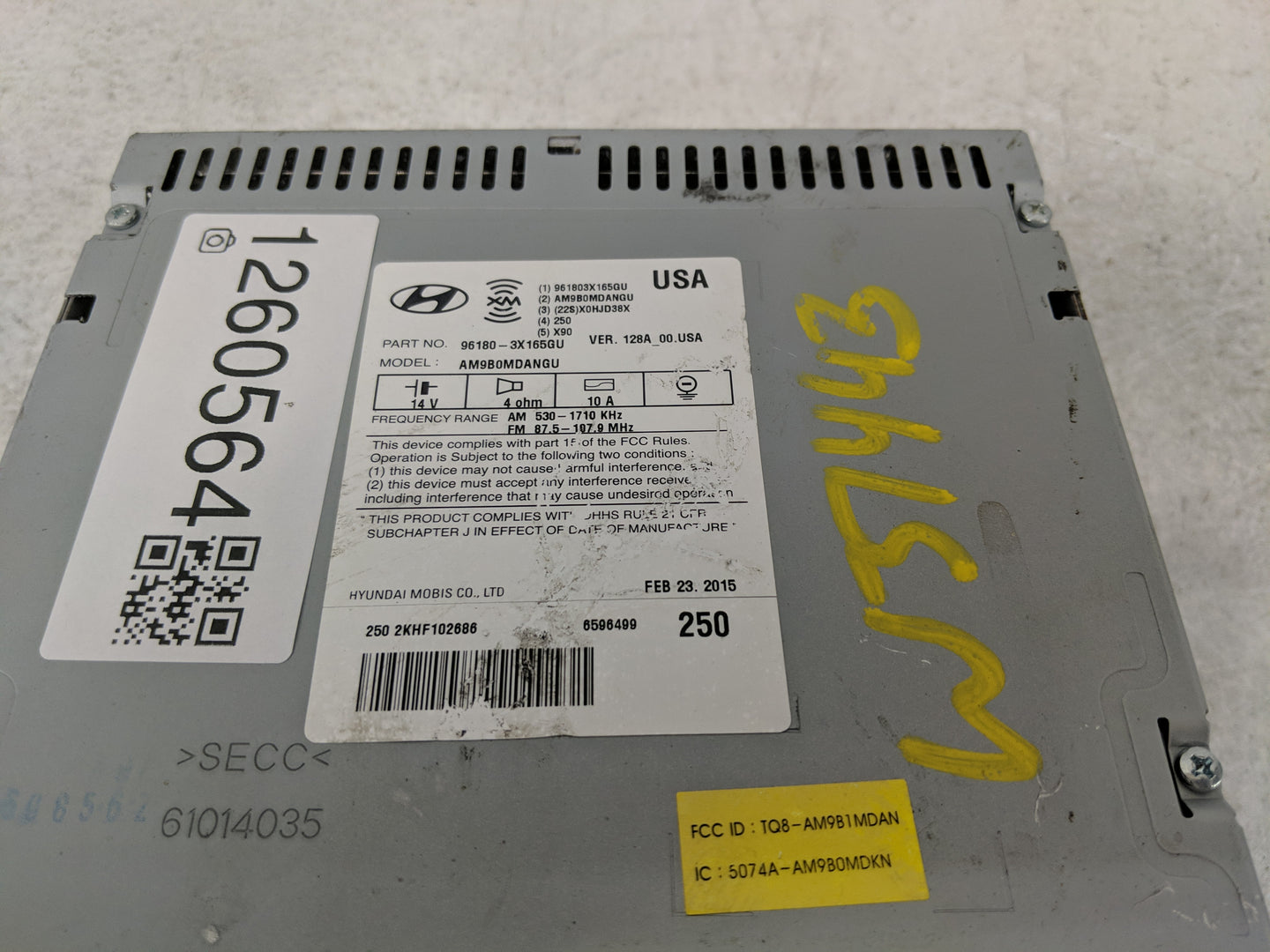 2014-2016 Hyundai Elantra Radio AM FM Cd Player Receiver Replacement P/N:96180-3X165GU Fits Fits 2014 2015 2016 OEM Used Aut