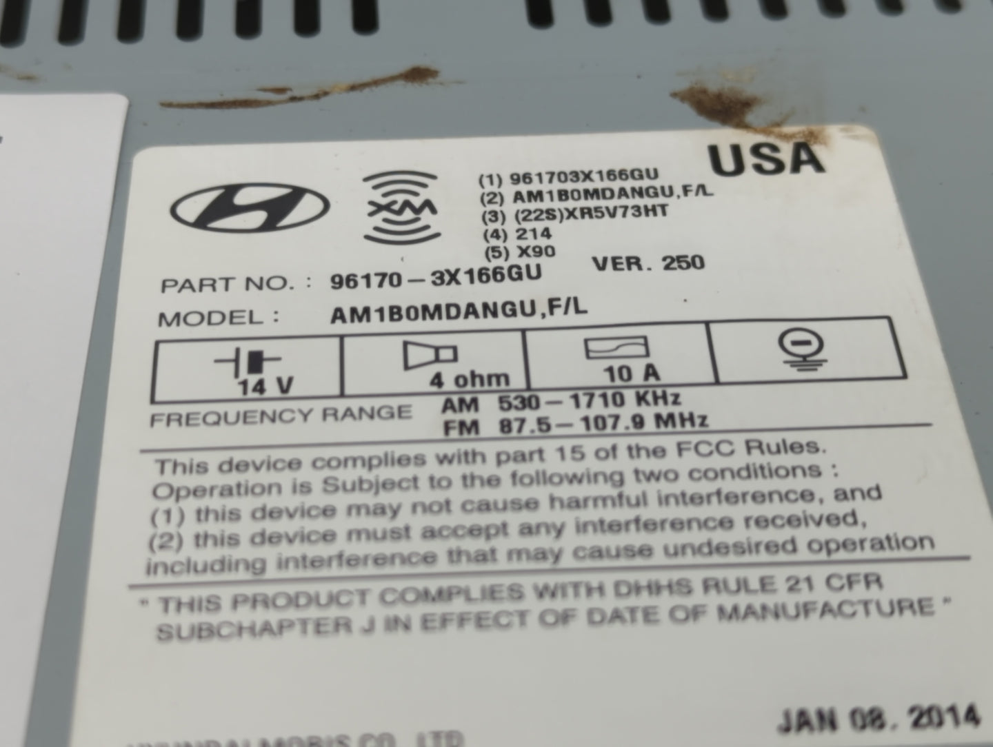 2014-2015 Hyundai Elantra Radio AM FM Cd Player Receiver Replacement P/N:96170-3X166GU Fits Fits 2014 2015 OEM Used Auto Par