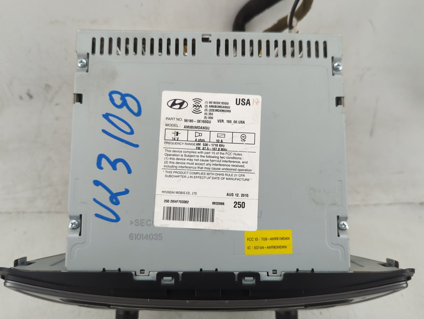 2014-2016 Hyundai Elantra Radio AM FM Cd Player Receiver Replacement P/N:96180-3X165GU Fits Fits 2014 2015 2016 OEM Used Aut