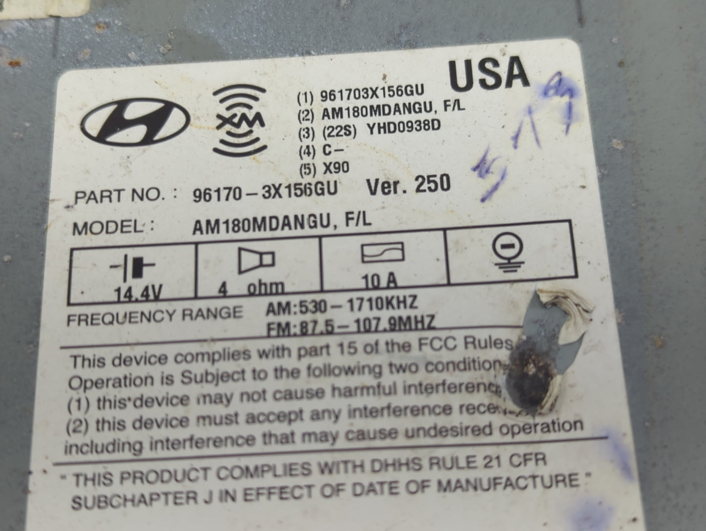 2014-2016 Hyundai Elantra Radio AM FM Cd Player Receiver Replacement P/N:96170-3X156GU AM180MDANGU Fits Fits 2014 2015 2016 