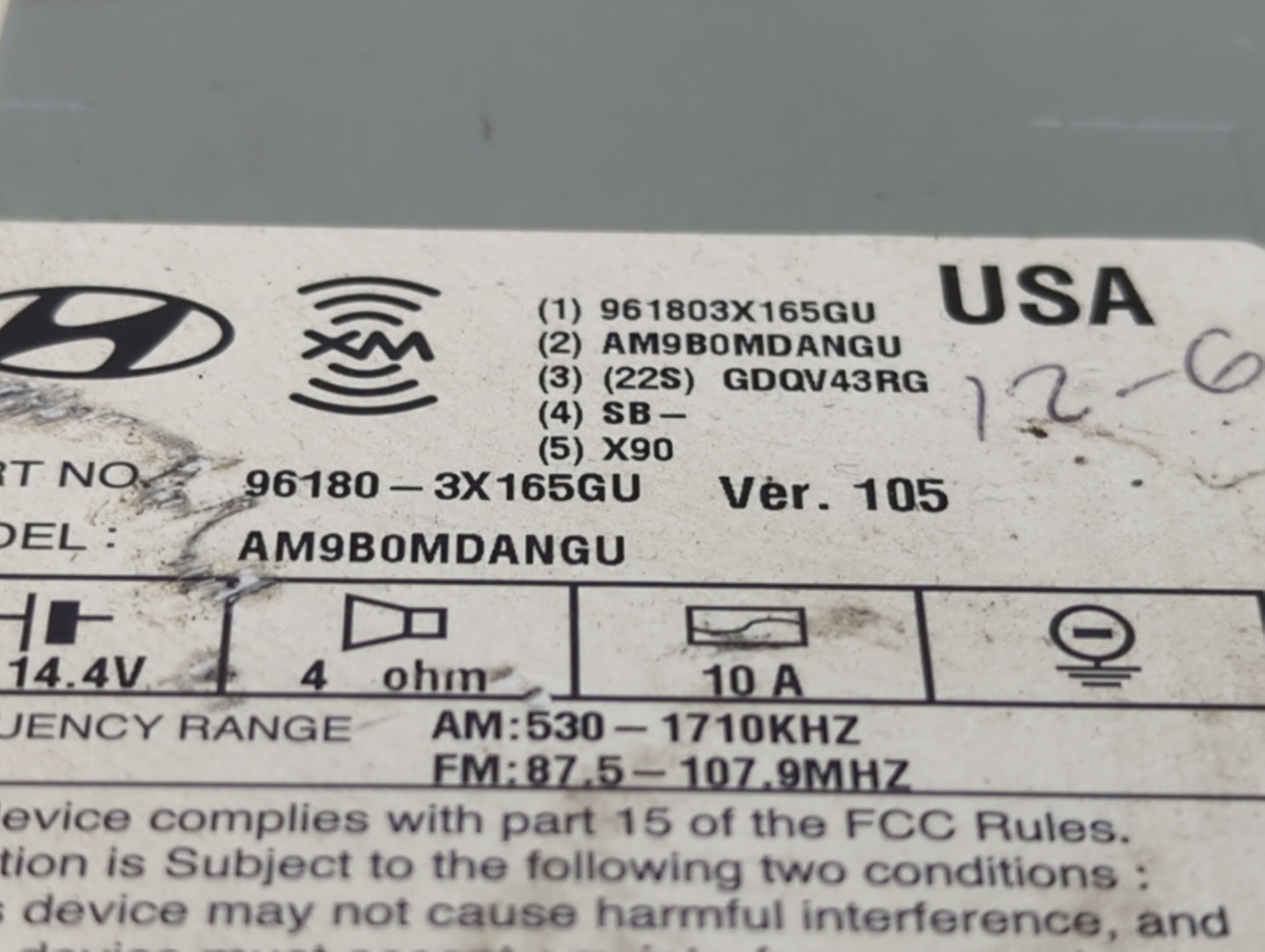 2014-2016 Hyundai Elantra Radio AM FM Cd Player Receiver Replacement P/N:961803X165GU AM9B0MDANGU Fits Fits 2014 2015 2016 O