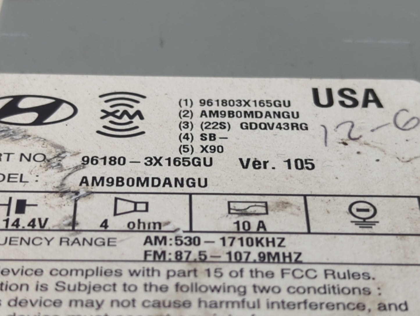 2014-2016 Hyundai Elantra Radio AM FM Cd Player Receiver Replacement P/N:961803X165GU AM9B0MDANGU Fits Fits 2014 2015 2016 O