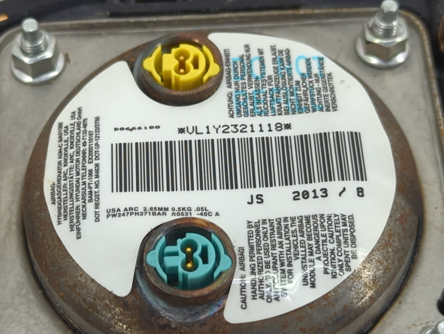 2014 Hyundai Elantra Air Bag Driver Left Steering Wheel Mounted - Oemusedautoparts1.com
