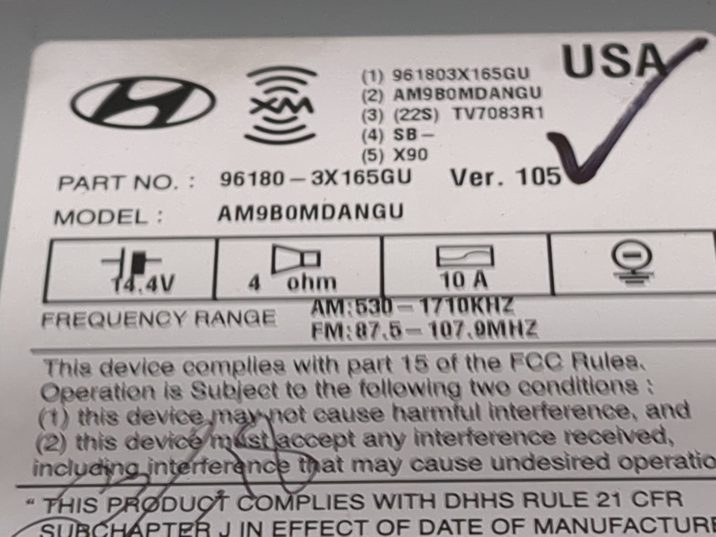 2014-2016 Hyundai Elantra Radio AM FM Cd Player Receiver Replacement P/N:961803X165GU AM9B0MDANGU Fits Fits 2014 2015 2016 O