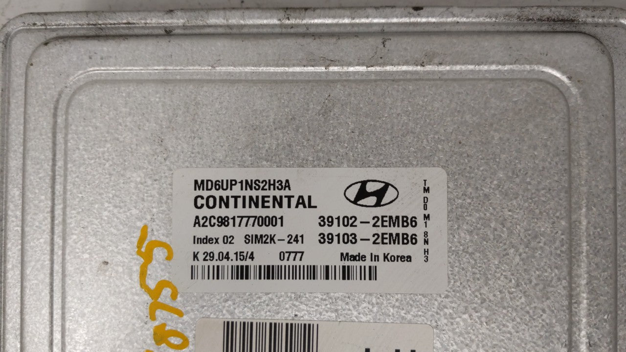2014-2016 Hyundai Elantra PCM Engine Control Computer ECU ECM PCU OEM P/N:39102-2EMB6 39103-2EMB6 Fits Fits 2014 2015 2016 O